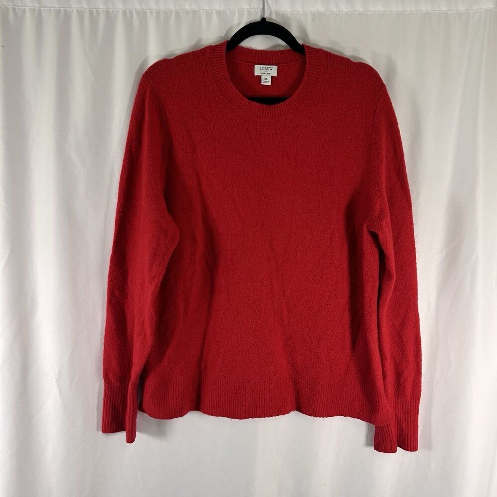 J. Crew Extra Soft Sweater Women's XL Red Knit Crew Neck Stretch Pullover